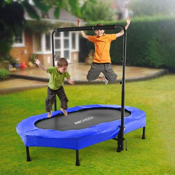 ANCHEER Foldable Trampoline, Mini Rebounder with Handle, Exercise Trampoline for Indoor/Garden/Workout Cardio, Twins Trampoline Max Load 220lbs -