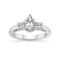 2 Carat IGI Certified Pear Shape Lab Grown Diamond Engagement Ring | 14K White Gold | Emery Three Stone With Cushion Shape Side Lab Diamond Ring | FG-VS1-VS2 Quality Friendly Diamonds