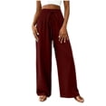 thumbnail image 4 of Ynynloco Womens Pants Elastic High Waist Lightweight Palazzo Pants for Women Casual Drawstring Lounge Wide Leg Pants Woman with Pockets, 4 of 6