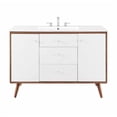 thumbnail image 3 of Pemberly Row 47" Modern Wood Single Sink Bathroom Vanity in Walnut/White, 3 of 9
