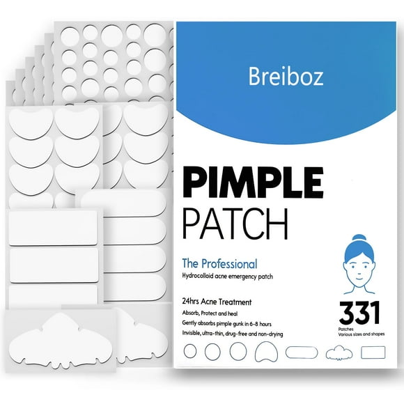 Parches para espinillas Breiboz, tamaño grande, para rostro, con árbol de té y ácido salicílico