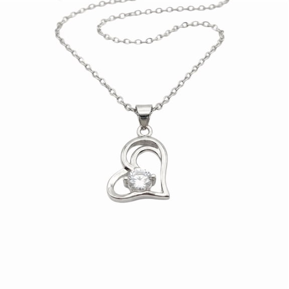 RAYMONS OVERSEAS-Double Heart Pendant Necklace with Clear Crystal Romantic Love Necklace Adjustable Chain Fashion Jewelry Gift