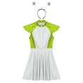 thumbnail image 5 of TiaoBug Womens Space Alien Cosplay Costume Outer Space Cutie Metallic Cap Slevee Dress with Hairhoop Silver Green XXL, 5 of 7