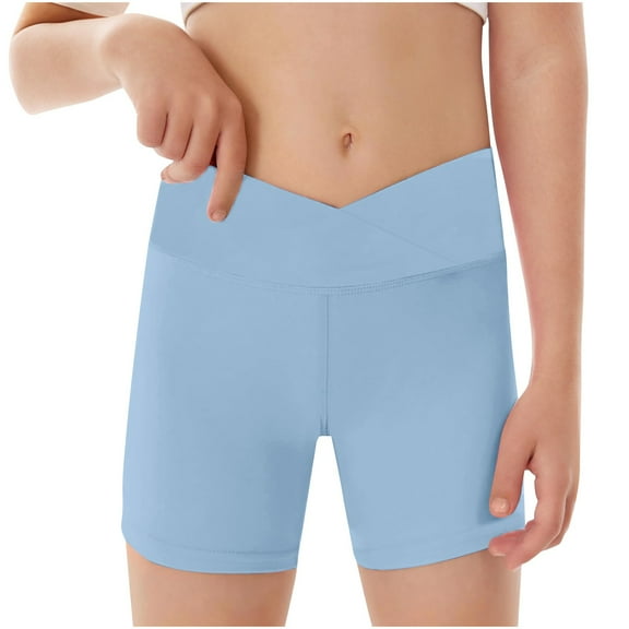 Girls Spandex Biker Shorts High Waist Workout Pants Stretch Youth Kids Athletic Gymnastics Yoga Dance Compression Shorts