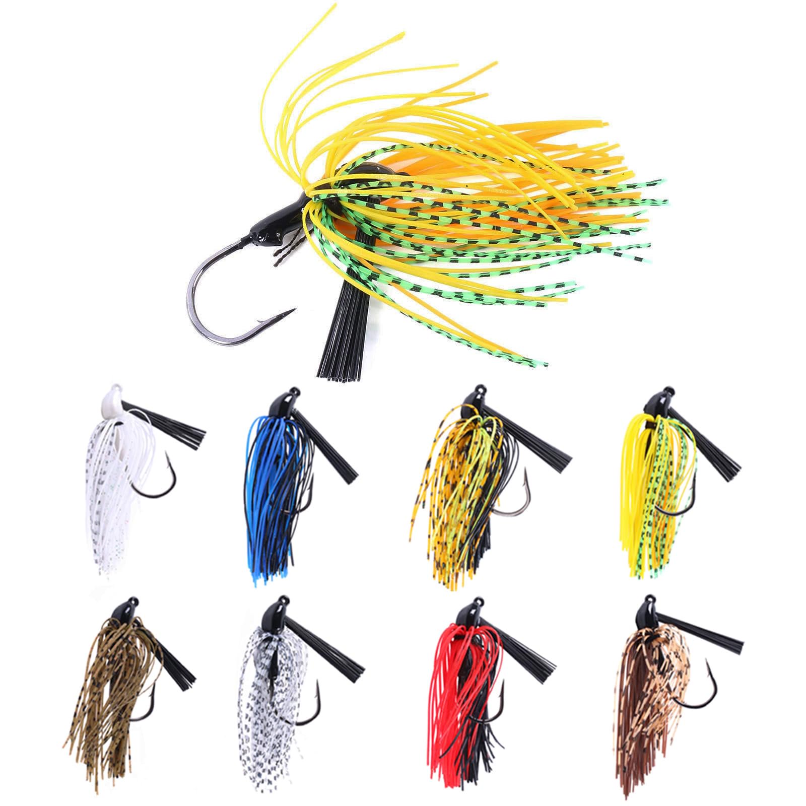 GFCAS-8Pcs Weedless Swim Jig Fishing Lures with Silicone Skirt 10g 3/8 Oz Bass Pike Trout Saltwater Freshwater
