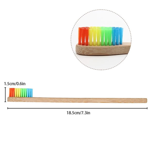 stanreset 4/6/10PCS Rainbow-colored Double-core Bristles Eco-friendly Bamboo Toothbrush