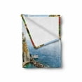 thumbnail image 2 of Italy Soft Flannel Fleece Throw Blanket, Monarola Antique Village in Cinque Terre Coastal Panorama Summer Beach Scenic View, Cozy Plush for Indoor and Outdoor Use, 70" x 90", Multicolor, by Ambesonne, 2 of 6