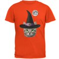 thumbnail image 1 of T-Shirt pour Adulte Halloween Drôle Chat Sorcière Orange, 1 of 1