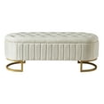 thumbnail image 4 of Noble House Elegant Upholstered Velvet Storage Ottoman with Button-Tufted,Beige, 4 of 10