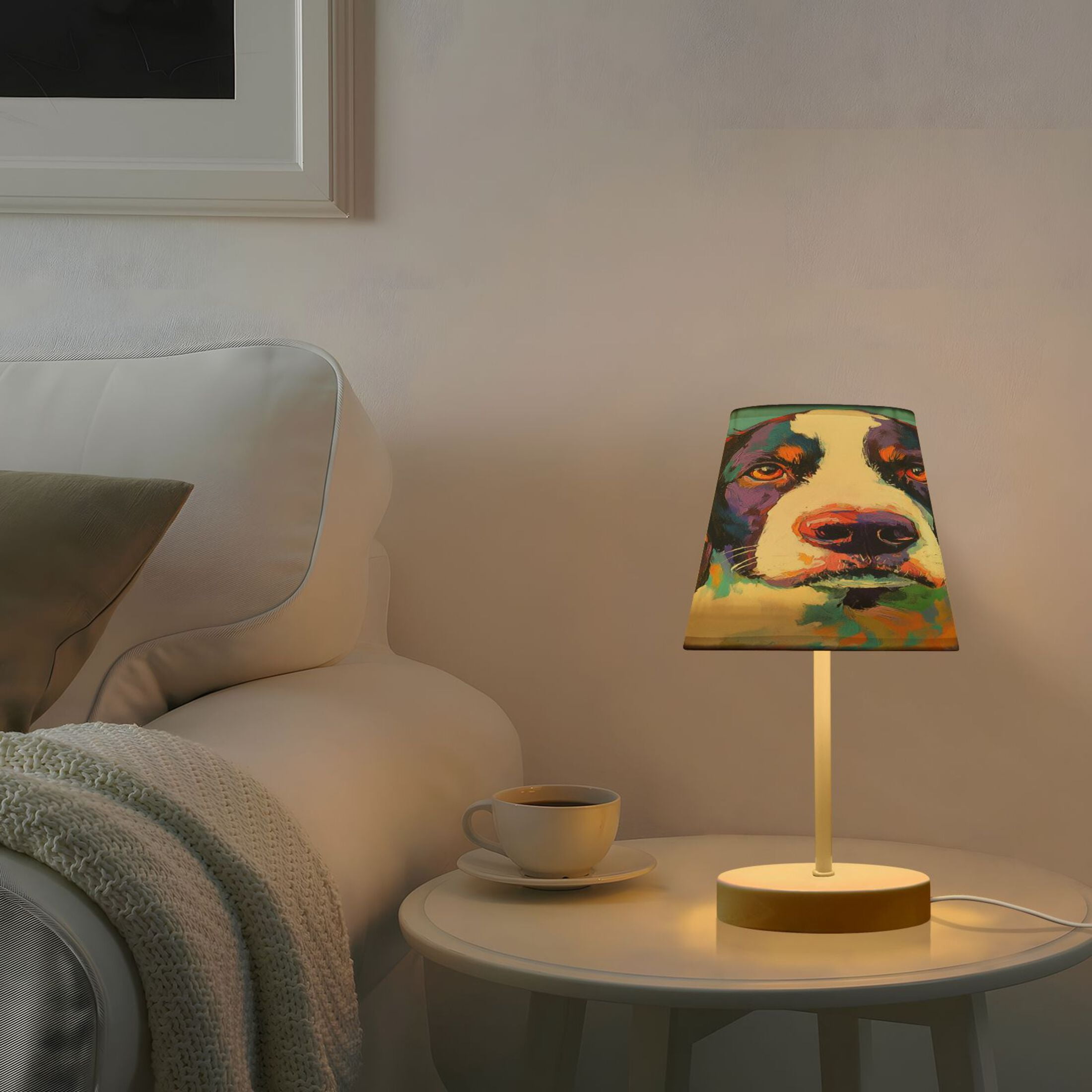 Table Lamp Small 5.9x10.8 Inches Table Lamps Night Light Tools & Home Improvement Bedroom Lamp Guest Room Lamp Study Lamp Office Lamp Color Oil Painting Dog