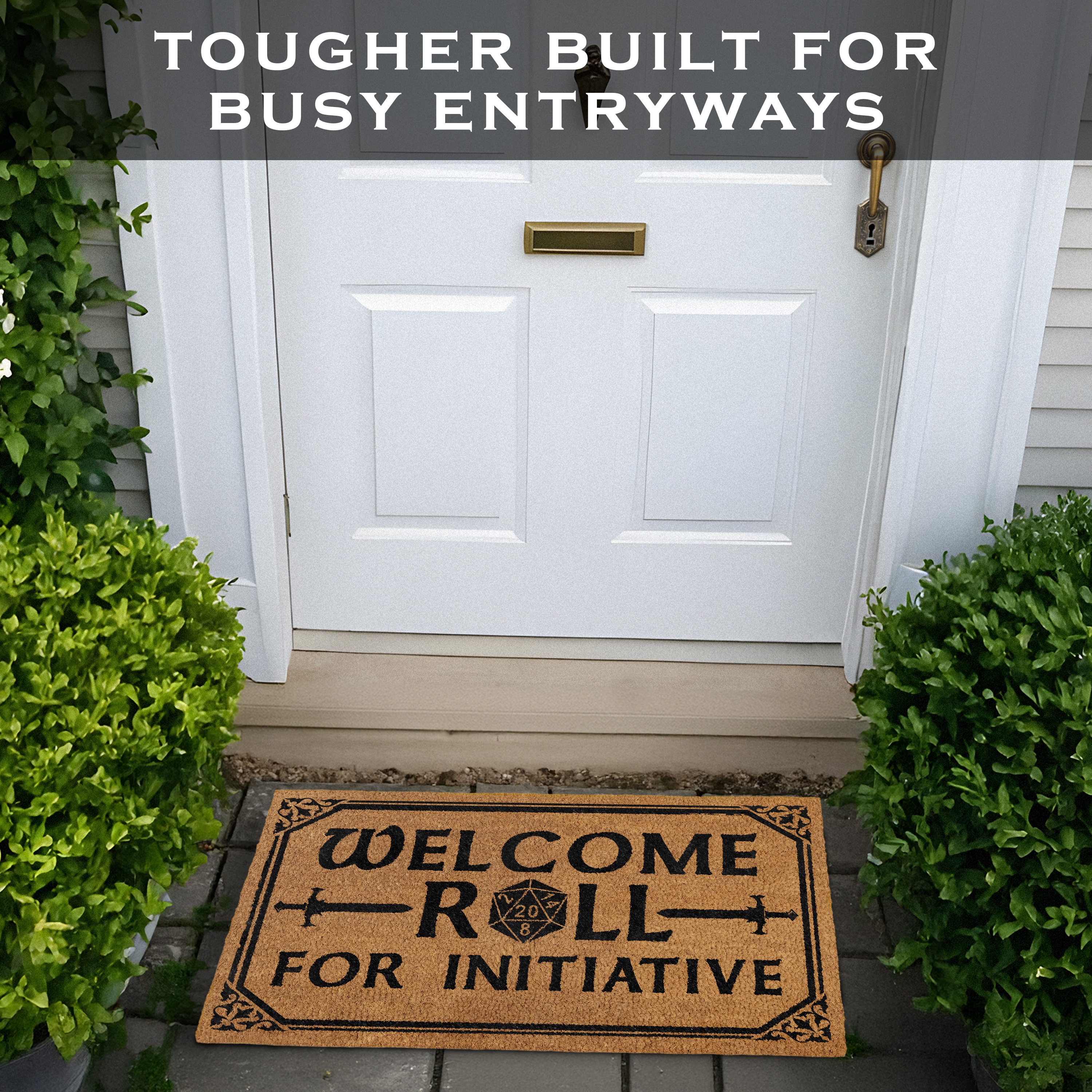 MAINEVENT Roll for Initiative Doormat 30x17 Inch, Funny Outdoor Welcome Mat for Outside