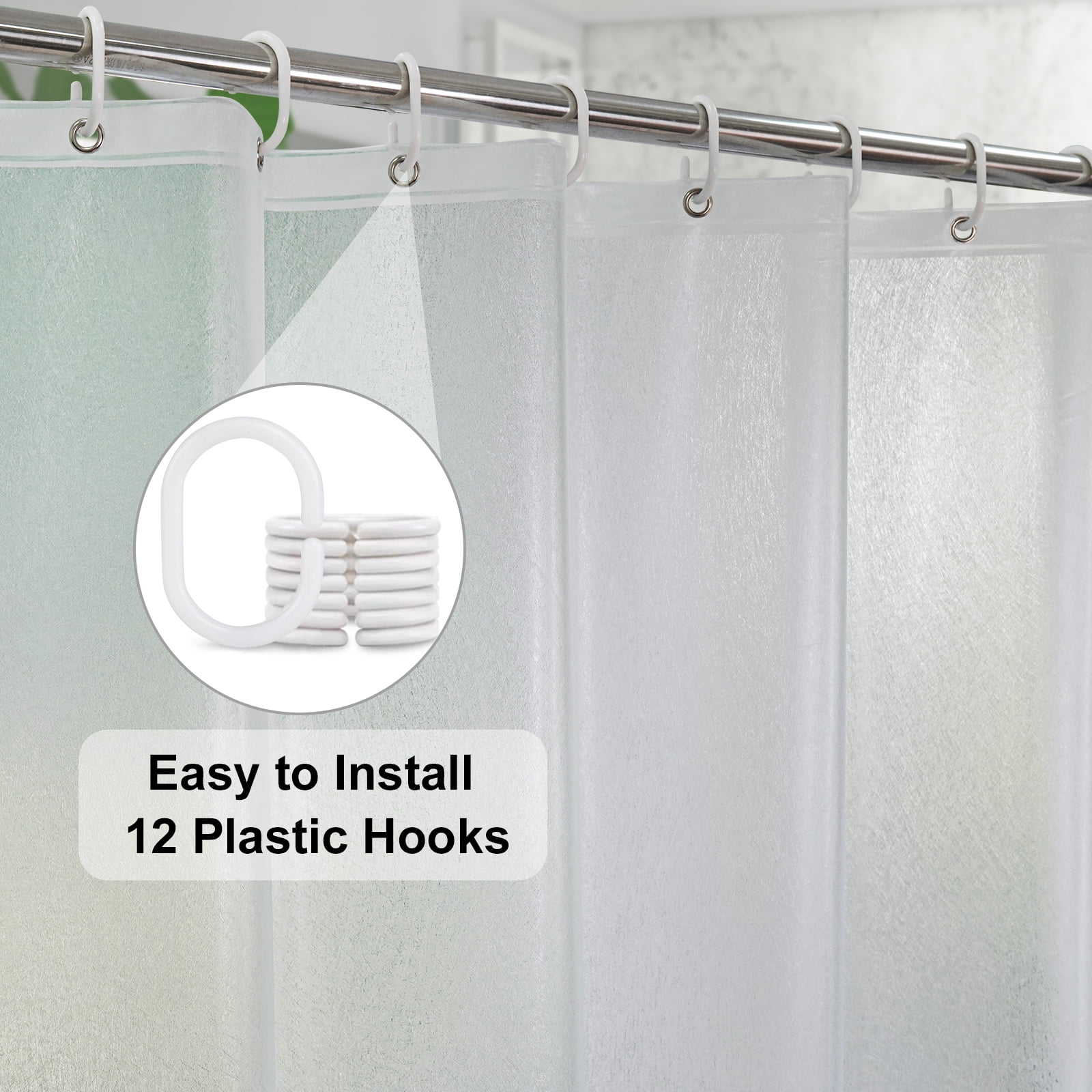 Inosoo Tuxtured Frosted Shower Curtain Liner, 36"Wx 72"H Heavy Duty Waterproof EVA Translucent Plastic Stall Shower Liner, Mold and Mildew Resistant