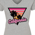 thumbnail image 4 of Inktastic California with Triangle and Palm Trees Women's V-Neck T-Shirt, 4 of 5