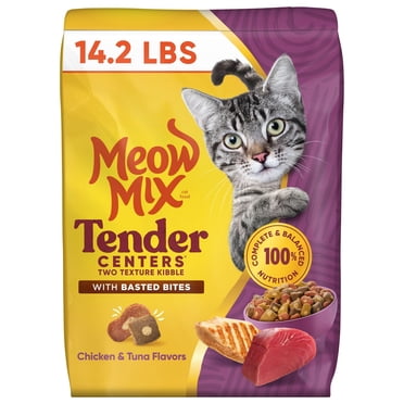 Meow Mix Tender Centers Dry Cat Food with Basted Bites, Chicken & Tuna Flavors, 14.2 lb Bag