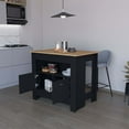 thumbnail image 5 of FM FURNITURE Theba Kitchen Island with 2 doors 3 shelves Black Engineered Wood, 5 of 6