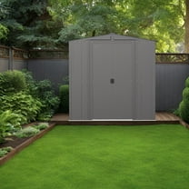 Steel Storage Shed - USA-Made with Galvanized Steel, Lockable Sliding Doors, Low Gable Roof - Ideal for Landscaping Tools, Lawn Mowers, Gardening Supplies, and Backyard Storage (Dark Grey, 6x6)