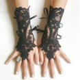 thumbnail image 3 of 1 Paire de Gants de Mariée Sans Doigts Longueur Poignet Lacets Accessoires de Mariage, 3 of 10