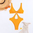 thumbnail image 4 of Gibobby Trajes de Baño Mujer Completos Traje de baño sexy para mujer Ahueca hacia fuera el traje de baño Monokinis Traje de baño con escote en V profundo(Amarillo,CH), 4 of 5
