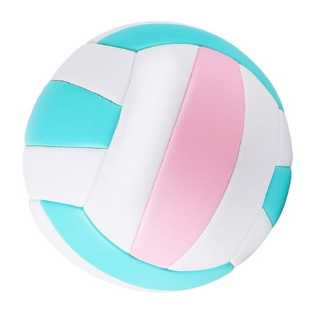 Luwecf Indoor Volleyball PU Leather Ball with Ball Pump Training for Children Beginners Green White