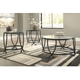 thumbnail image 2 of Signature Design by Ashley Tarrin Ensemble Contemporain de Table Ronde 3 Pcs avec Dessus en Verre, Comprend une Table Basse et 2 Tables d'Appoint, Noir, 2 of 2