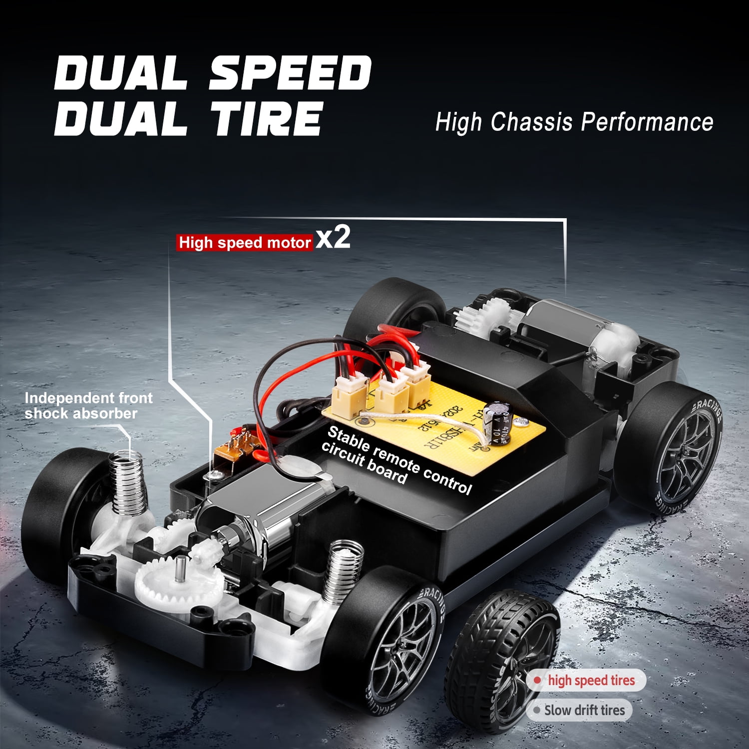 1:24 RC Drift Car,  2.4GHz Remote Control Car, 20KM/H 4WD High Speed RC Cars with LED Lights for Boys Girls,Orange