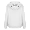 thumbnail image 4 of KIHOUT Spring Winter Womens Tops Long Sleeved Solid Color Loose Zippered V-neck Loose Hoodie Pullover, 4 of 5