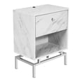 thumbnail image 4 of Camelia 1-Drawer and 1-Shelf Wood End Table with USB Port, White Marble, 4 of 9