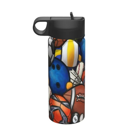 

Picia sport ball Pattern 18oz Sports Insulated Kettle With Straw Insulated Water Bottle For Running Hiking Cycling Climbing Men S Woman Insulated Water Bottle