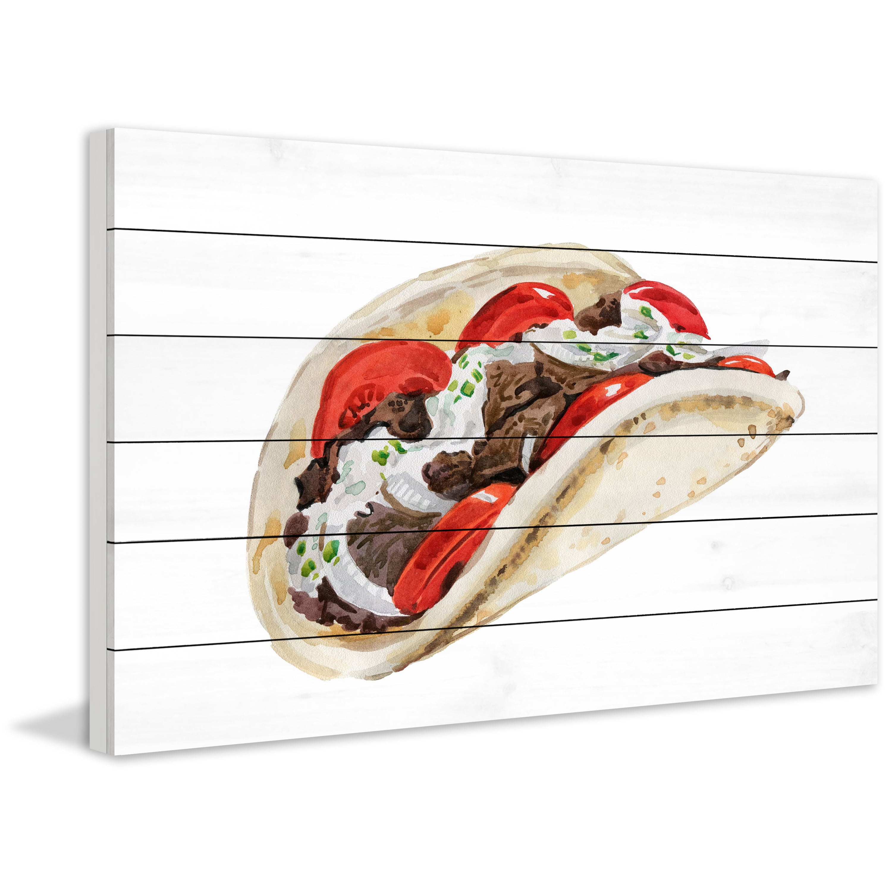 "Kebab" Painting Print on White Wood
