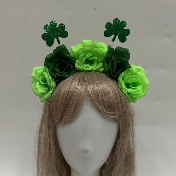 ELAYARD Valentine's Day Headband Rose Flower Headpiece Green Cloth Plastic 1Set
