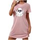 thumbnail image 2 of Camisón corto de talla grande para mujer, camisón de manga corta con estampado de pecho a la moda, camisón para mujer, 2 of 5