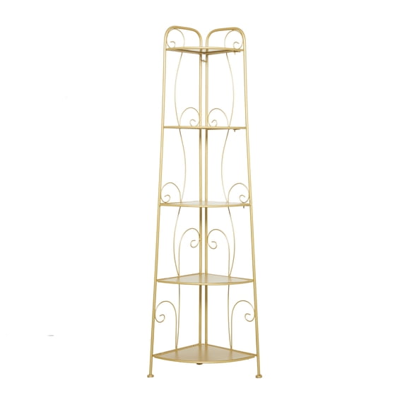 DecMode 11"W, 65"H Metal Glam Bakers Rack, Gold, 1-Piece