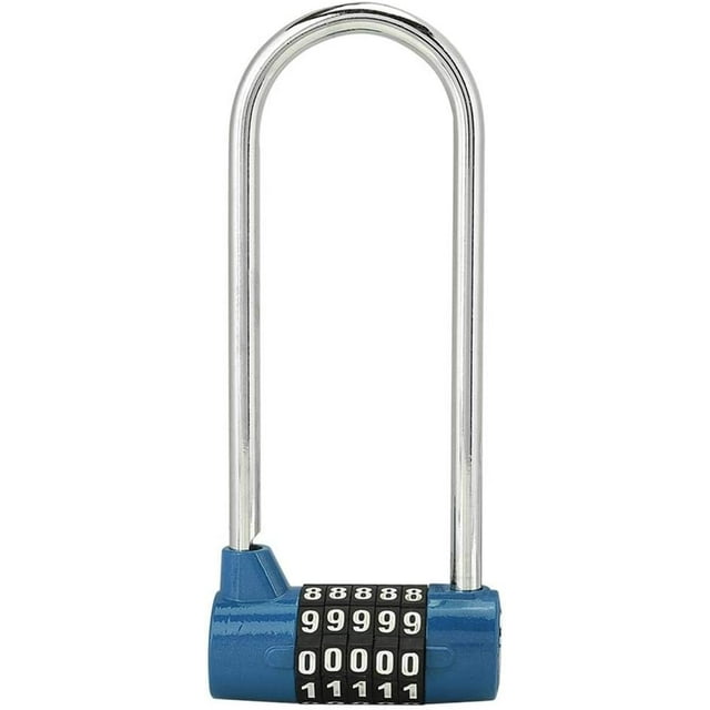 Cadenas en Alliage à Combinaison 5 Chiffres, Code de Sécurité en Forme de U, Cadenas de Porte d'Armoire Extra Long, Serrure de Casier Réinitialisable