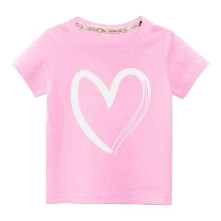 

Diufon Kids Boys and Girls T-Shirt Spring Summer Short Sleeve Shirt Heart Printed Crew Neck Pullover Top