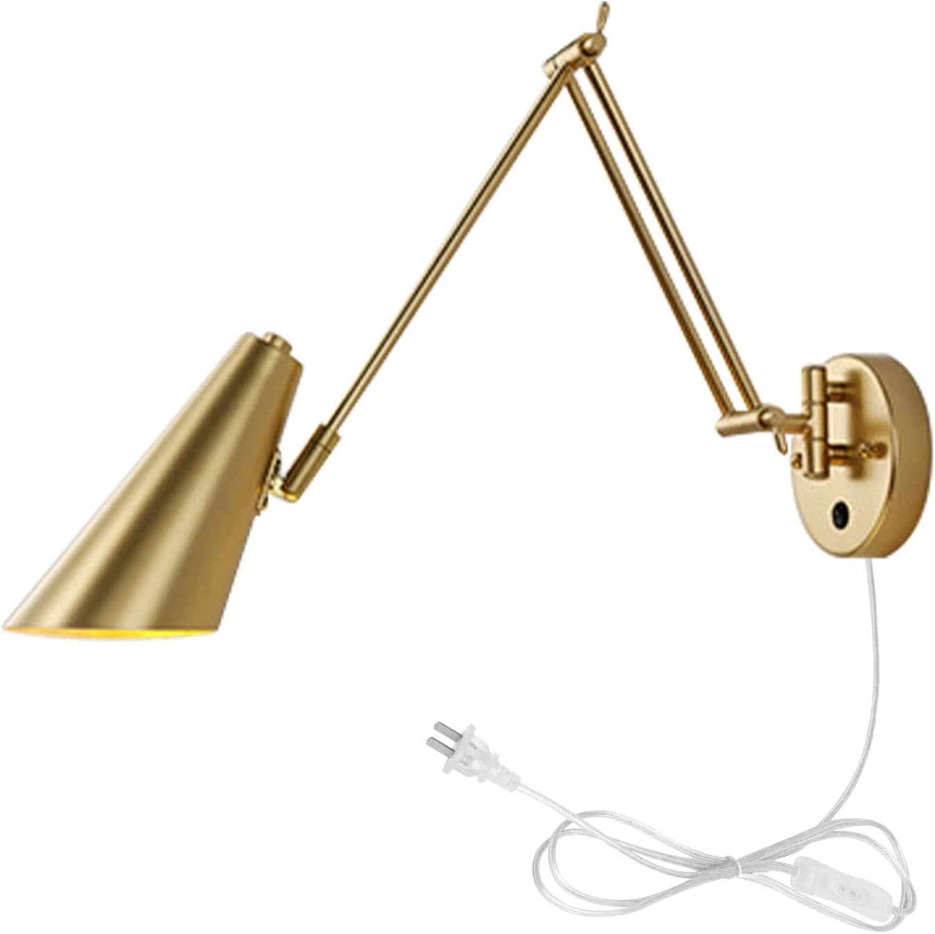 Kiven Plug in Swing Arm Wall Lamp, Vintage Plug in Wall Sconce with