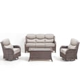 thumbnail image 2 of Jentlehouse 4 Piece Patio Conversation Set with Swivel Gliders and Coffee Table, Outdoor Wicker Sectional Sofa Sets with 6 in Thickness Cushions, Brown Wicker/Beige Cushions, 2 of 13