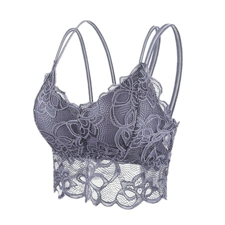 Blphud Womens Sports Bras Trendy Lingerie for Women Sports Bras for Women Breathable Sports Bra Women s Ice Chest Wrapping and Back Strengthening Plus Size Lace Bra Dark Gray M