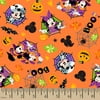 Disney Halloween, Mickey and Minnie Feelin Spooky, Orange, 100 Percent Cotton, 43/44"W, Fabric by the Yard