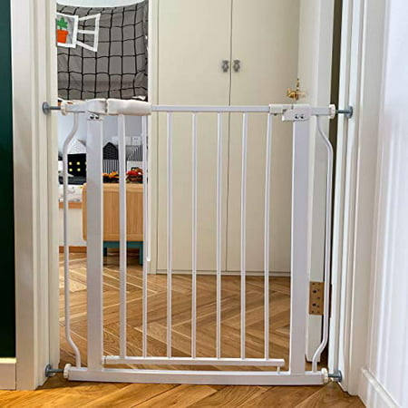 BalanceFrom Easy Walk-Thru Safety Gate for Doorways and Stairways with Auto-Close/Hold-Open Features, Multiple Sizes, White