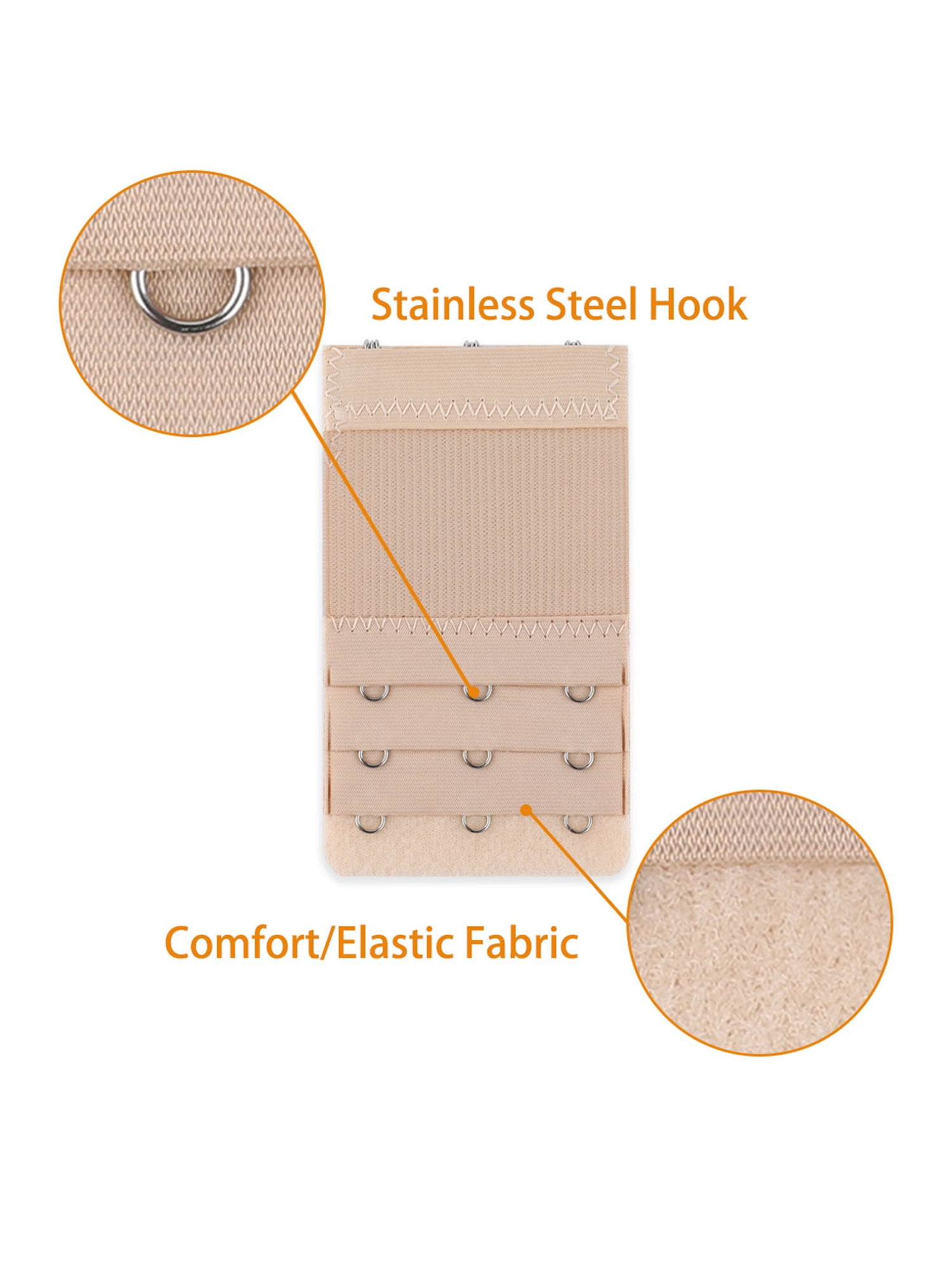Unique Bargains 2 Pcs Bra Extenders Elastic Bra Strap Extension 3-Row 2/3/4 Hook
