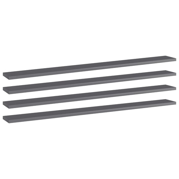 vidaXL Shelf Set of 4 High gloss grey Engineered Wood 39.4 in length