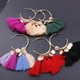 thumbnail image 2 of Pendientes de araña Qarigey estilo bohemio Retro abanico borla colgante aro para playa mujeres niñas boda par rosa, 2 of 6