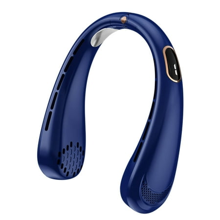 

USB Portable Neck Hanging Fan Cold Fan Handheld Rechargeable Mute Sports Fan 5-Speed Adjutable Neckband Leafless Fan for Home Office Outdoors