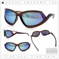 thumbnail image 2 of Swan Down Temple Curved Wrap Cat Eye Sport Plastic Sunglasses Brown - Yellow Mirror, 2 of 8