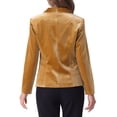 thumbnail image 4 of INSPIRE CHIC Women's Velvet Blazer Solid Color Shawl Collar One Button Wear-to-Work Suit Jacket S Dark Yellow, 4 of 7
