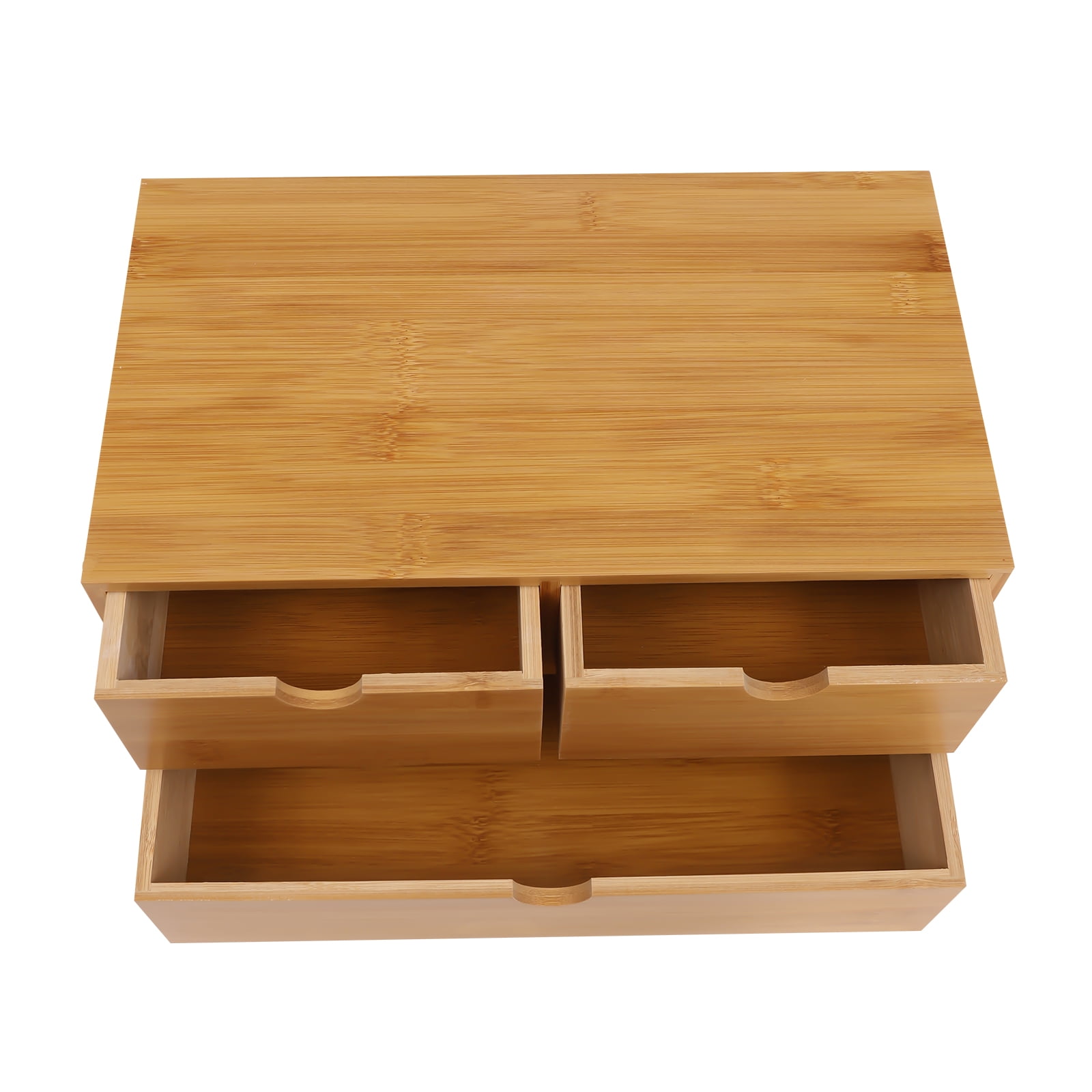 Dwellnix Tabletop Mini Bamboo Desk Bamboo Desk OrganizerDrawer Storage Box W 3 Drawers