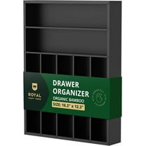 Royal Craft Wood Bamboo Kitchen Drawer Organizer Tray – Silverware Drawer Organizer and Utensil Holder for Flatware, Cutlery & Kitchen Storage (7 Slot, Black)