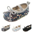thumbnail image 4 of Infant Baby Girls Mary Jane Bow Non-Slip Soft Sole Toddler First Sneaker Glamour Bling Ballerina Wedding Dress Shoes Fashion Footwear (6-12 Months, Grey), 4 of 9