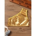 thumbnail image 4 of Manyakai Kids Girls Boys Shiny Sports Bra Sleeveless Training Bra Slant Shoulder Crop Cami Bralette Gold 170-180, 4 of 6