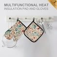 thumbnail image 4 of Yayeee Oven Mitts and Pot Holder Set of 2 Heat Resistant Kitchen Gloves Baking Hot Pad, Watercolor Leaves, 4 of 5